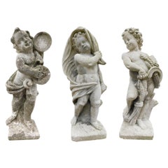 Antique Set of 3 Putti in Compound Stone 'Cement', Early 20th Century, Italy