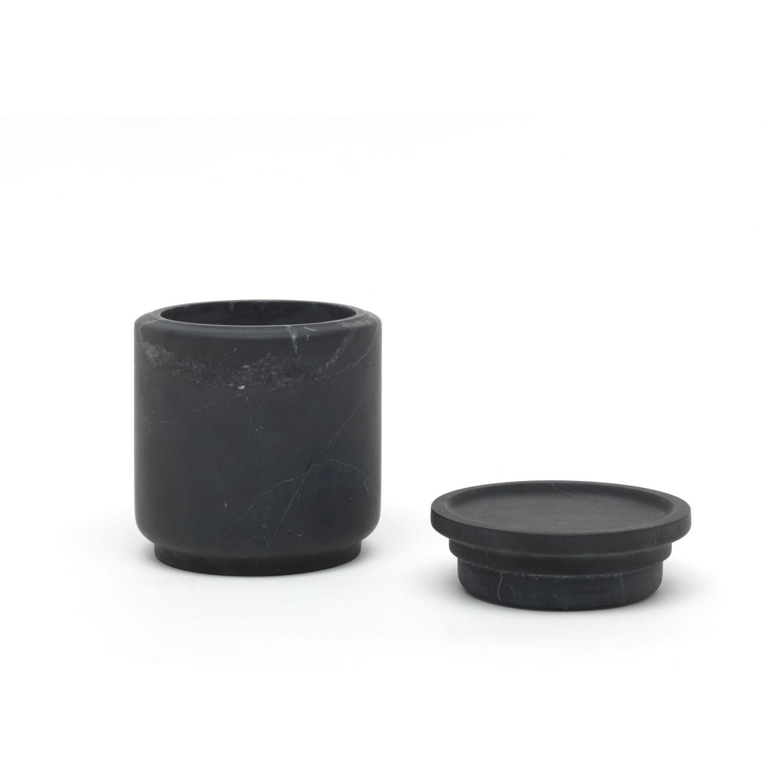 Modern Set of 3 Pyxis Pots, Black by Ivan Colominas For Sale