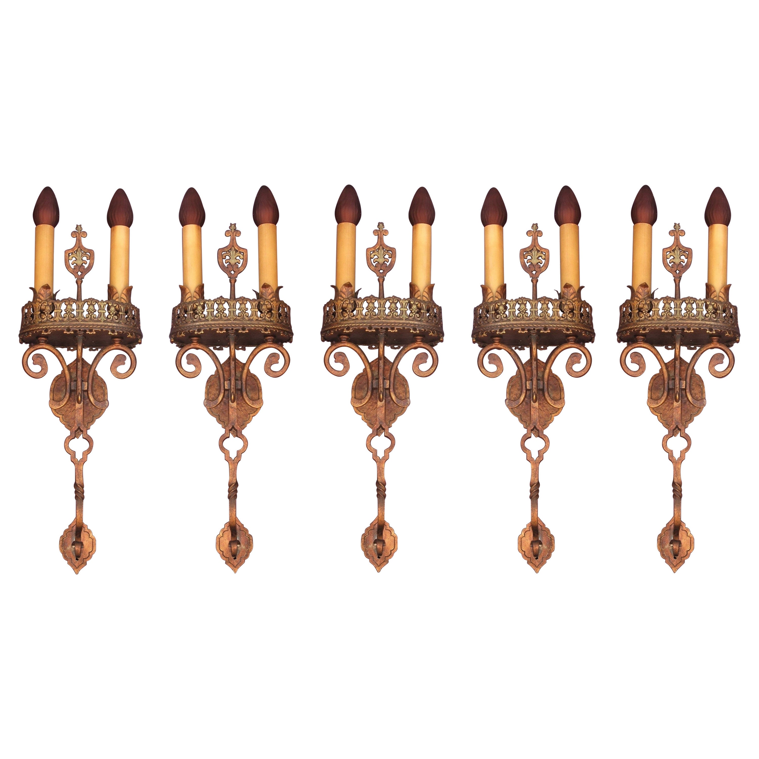 Juego de 3 candelabros grandes de calidad estilo renacimiento de los años 20