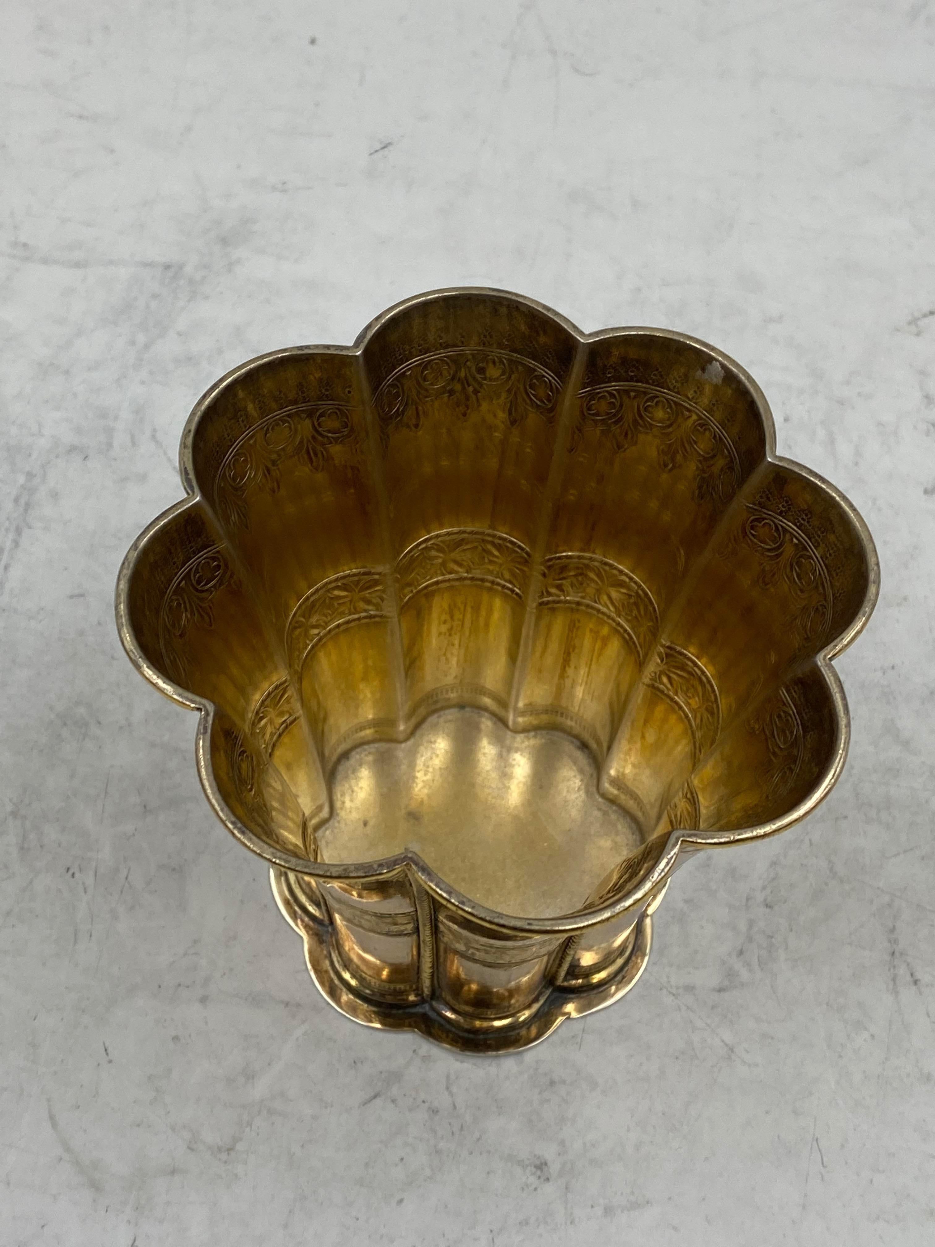 Danish Michelsen Set of 3 Queen Margrethe Gilt Sterling Silver Kiddush Cups/ Goblets For Sale