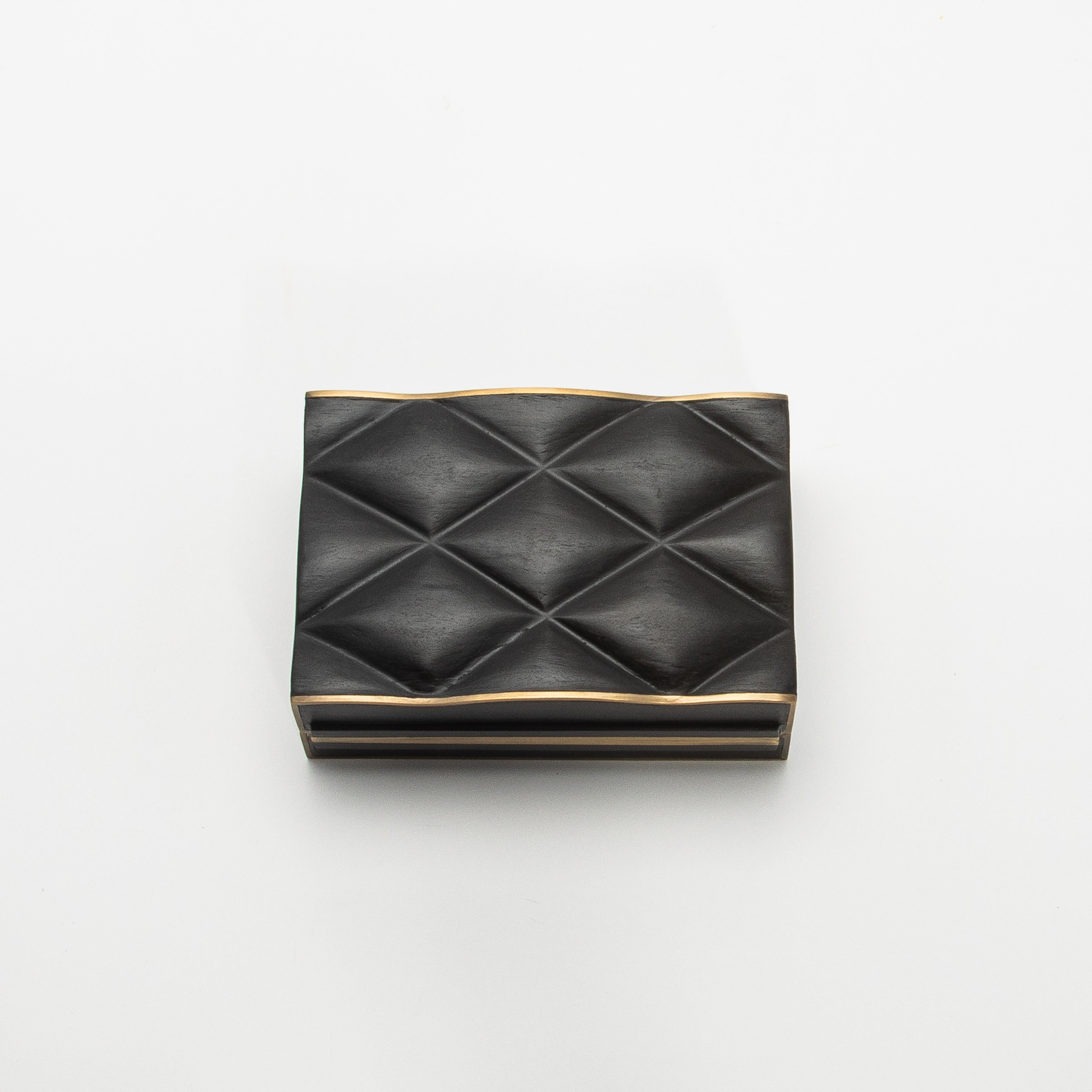 Juego de 3 cajas acolchadas de roble negro con latón patinado bronce by Kifu Paris en venta 1