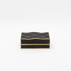 Set of 3 Quilted Boxes in Black Shagreen with Bronze Patina Brass by Kifu Paris