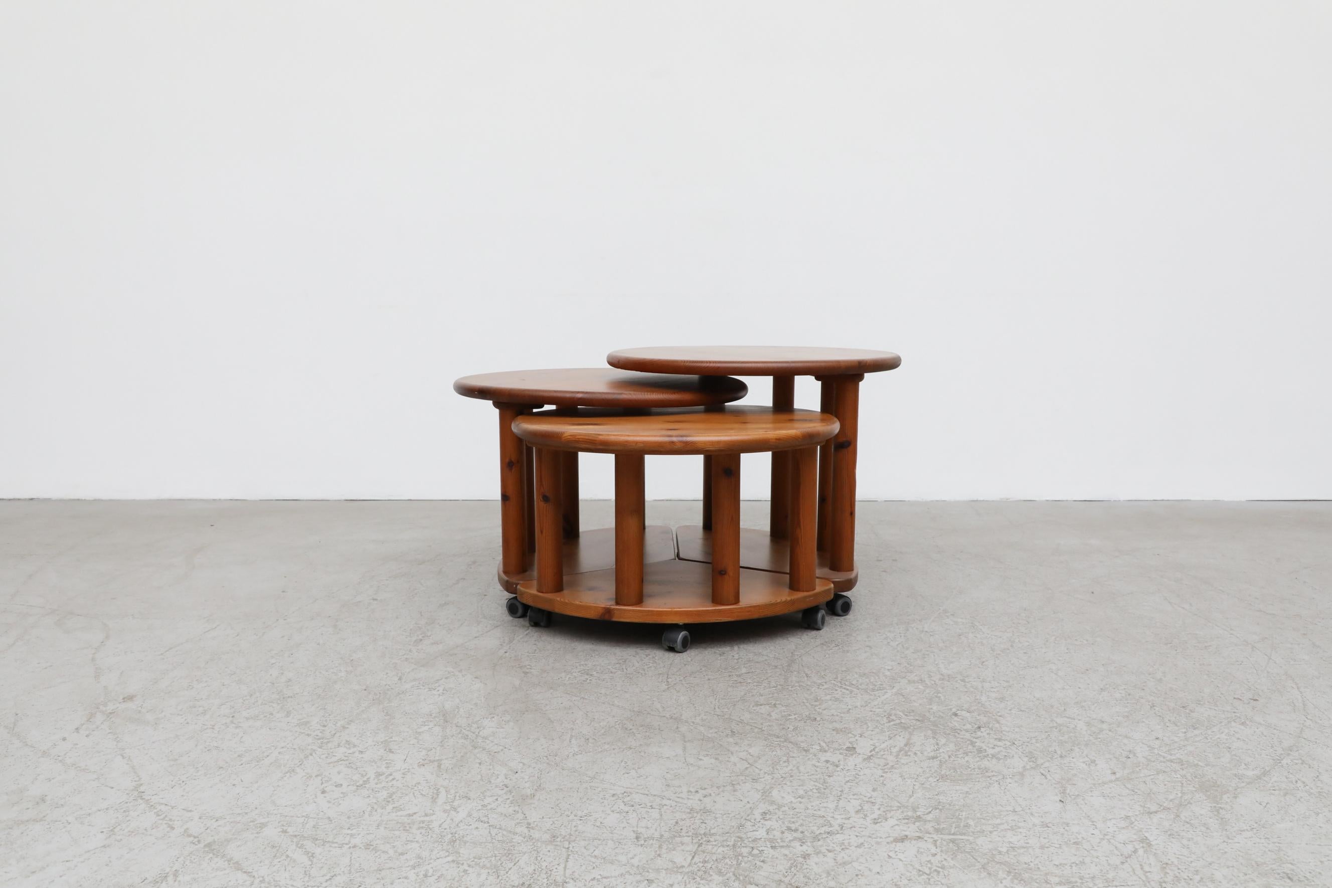 Pine Set of 3 Rainer Daumiller 'Attr' Round Nesting Tables