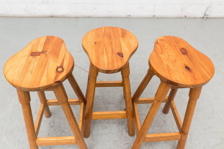 Set of Three Rainer Daumiller Pine Bar Stools at 1stDibs