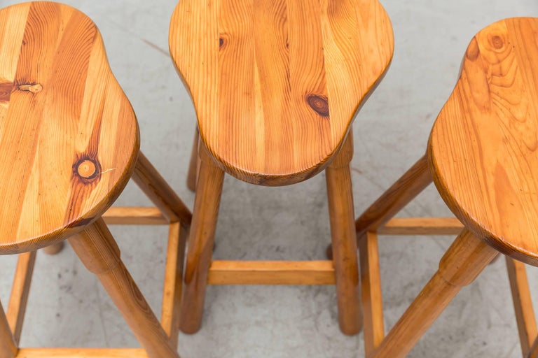 Set of Three Rainer Daumiller Pine Bar Stools at 1stDibs