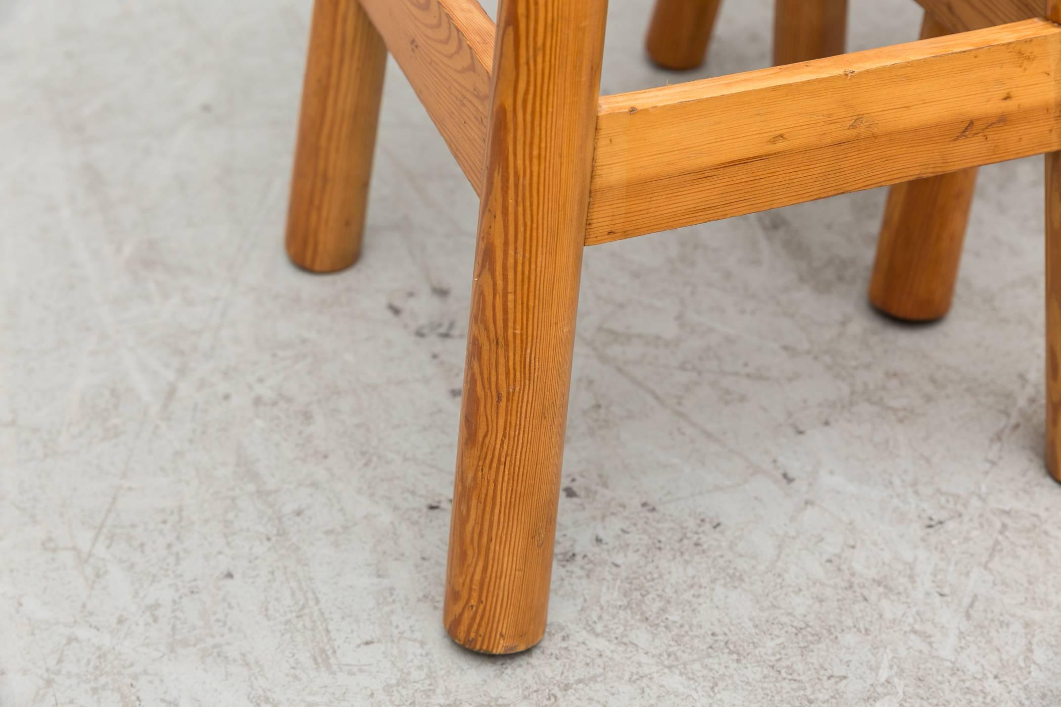 Danish Set of Three Rainer Daumiller Pine Bar Stools