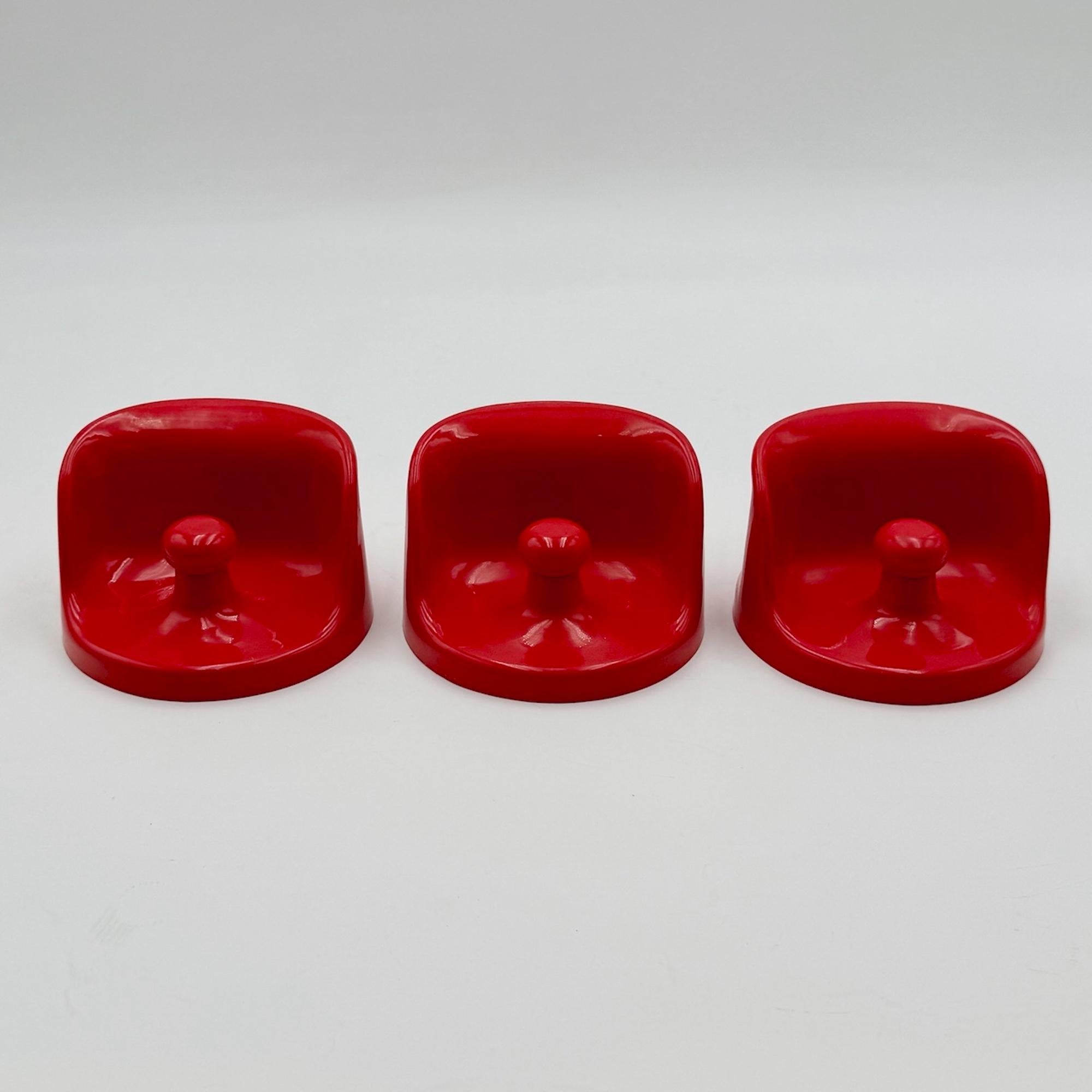Space Age Set of 3 Rare 1970s Kartell Wall Hooks by Olaf von Bohr, Italy