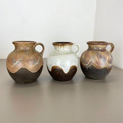 Set of 3 Rare Ceramic Pottery "Lava" Vases by Dümler and Breiden, Germany, 1960s