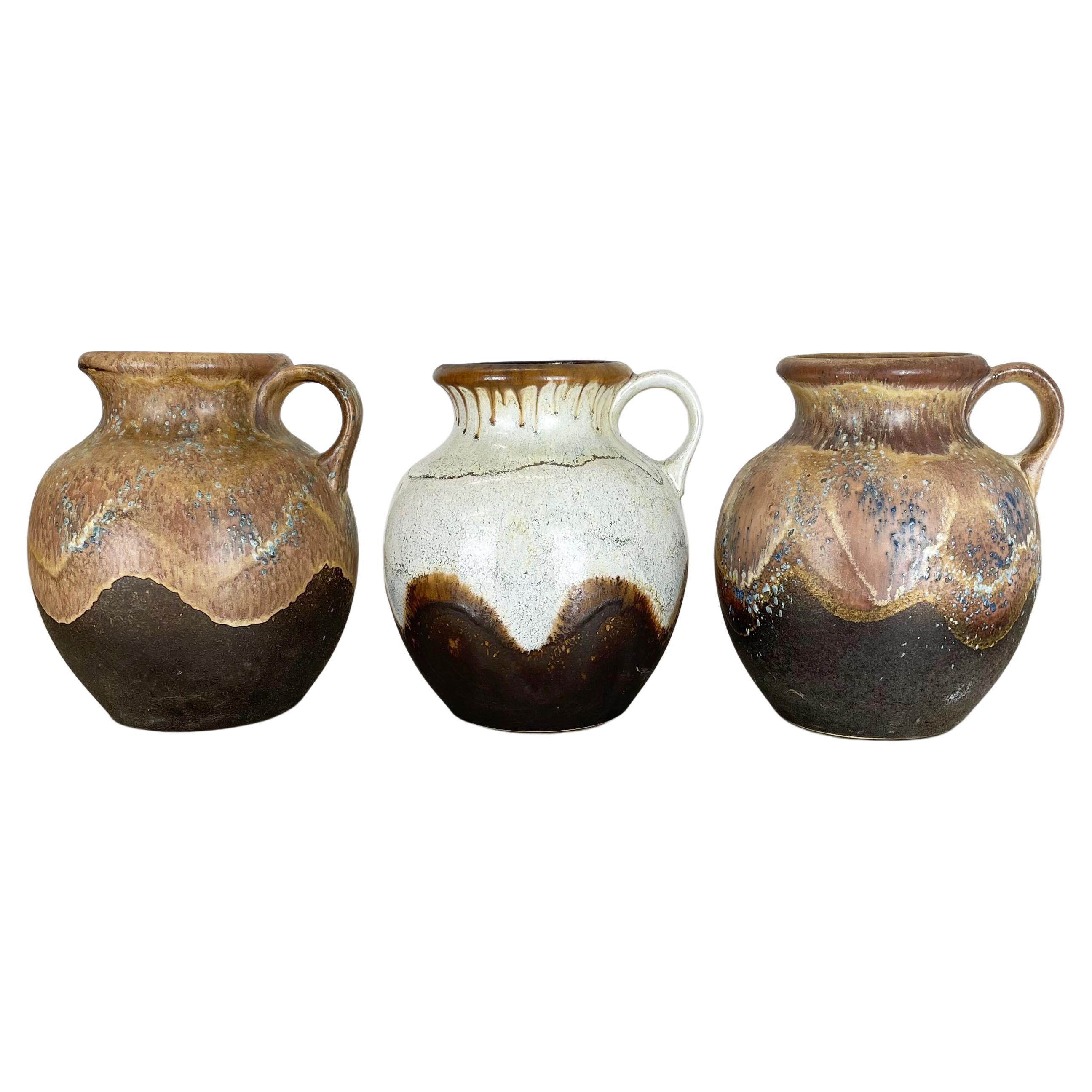 Set of 3 Rare Ceramic Pottery "Lava" Vases by Dümler and Breiden, Germany, 1960s