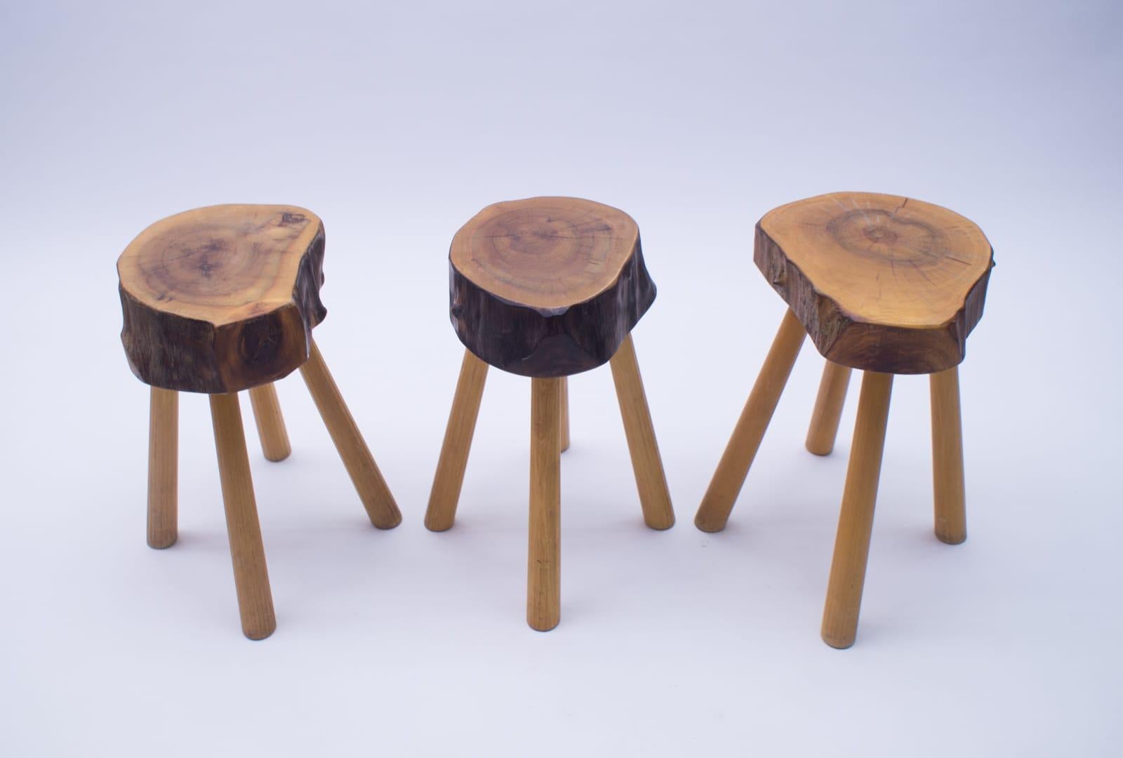 Mid-Century Modern Set of 3 Rare Midcentury Four-Legged Side Tables or Stools For Sale