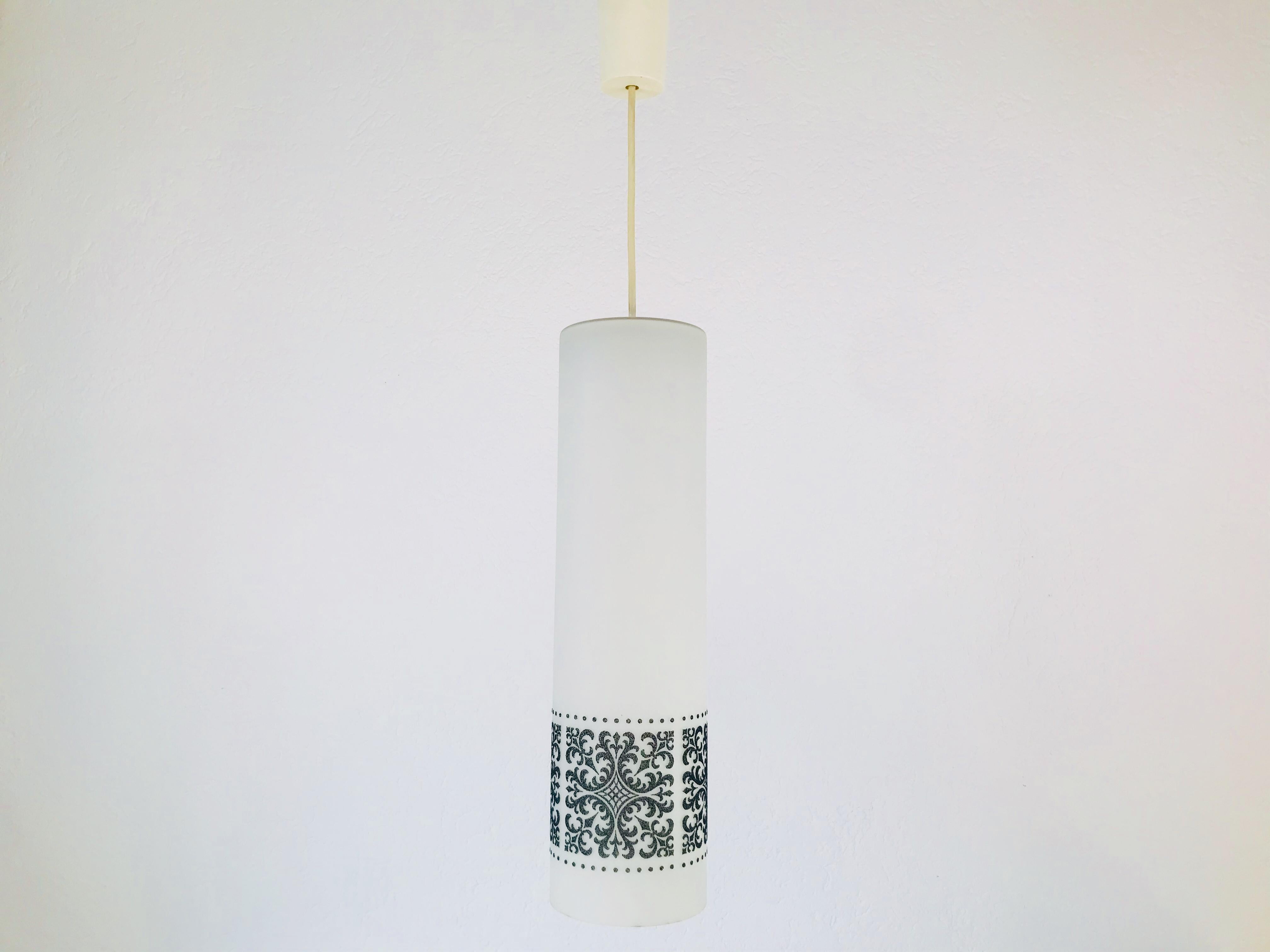 Mid-Century Modern Set of 3 Rare Opaline Glass Pendant Lamps by Glashütte Limburg, 1960s For Sale