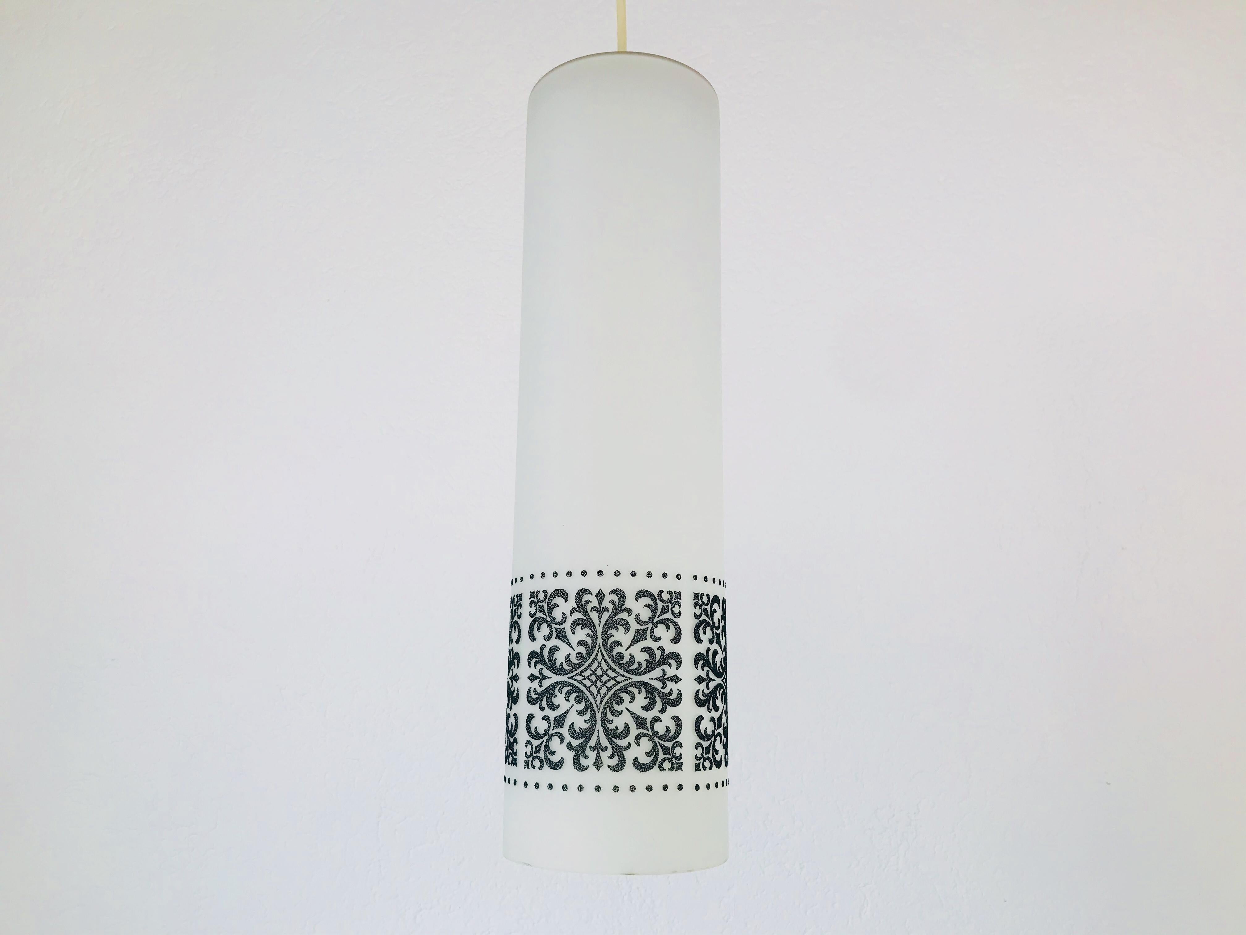 German Set of 3 Rare Opaline Glass Pendant Lamps by Glashütte Limburg, 1960s For Sale