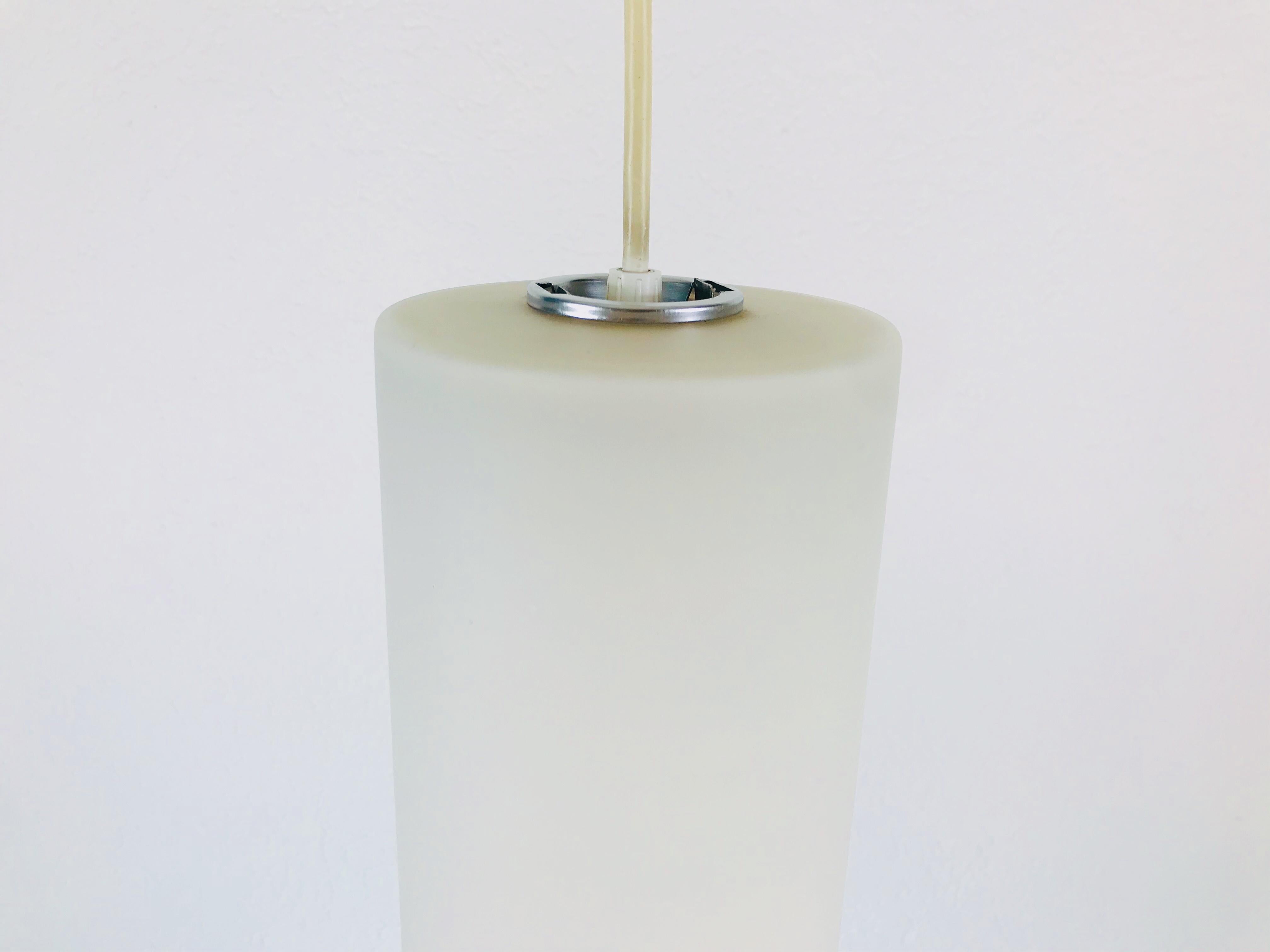 Aluminum Set of 3 Rare Opaline Glass Pendant Lamps by Glashütte Limburg, 1960s For Sale
