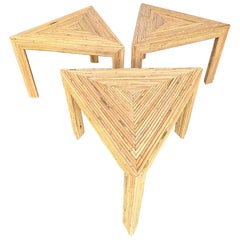 Set of 3 Rattan Tables by Vivai Del Sud. Italy, 1970s