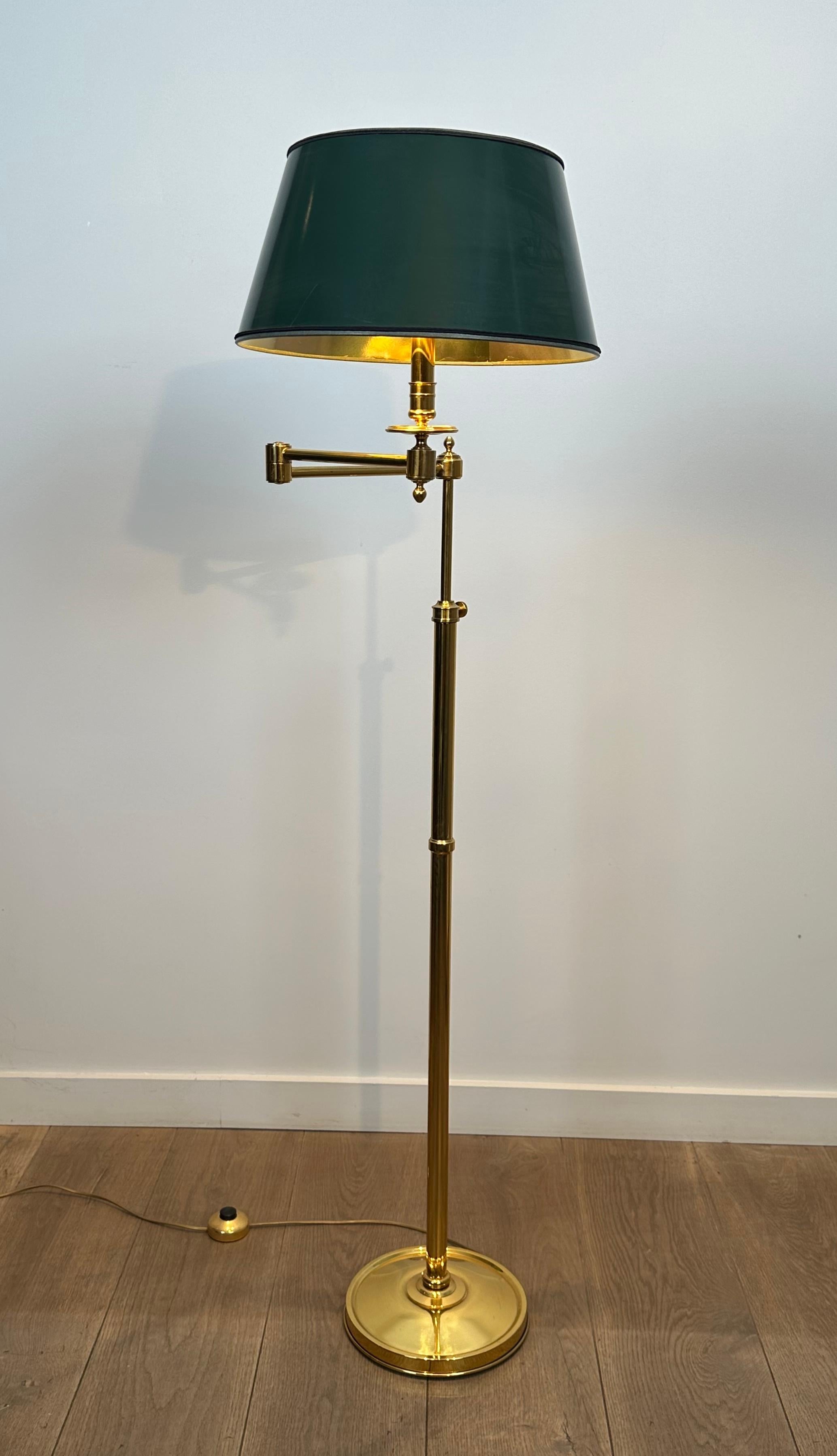 Set of 3 Reading Lamps with Removable Arms in Brass and Synthetic Green Painted For Sale 9