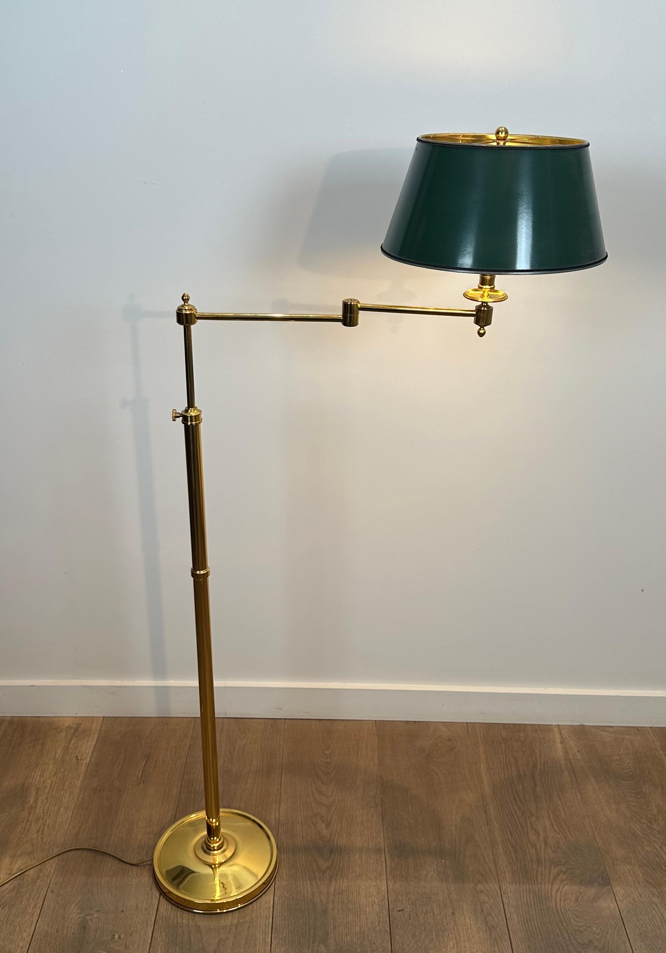 Set of 3 Reading Lamps with Removable Arms in Brass and Synthetic Green Painted For Sale 13