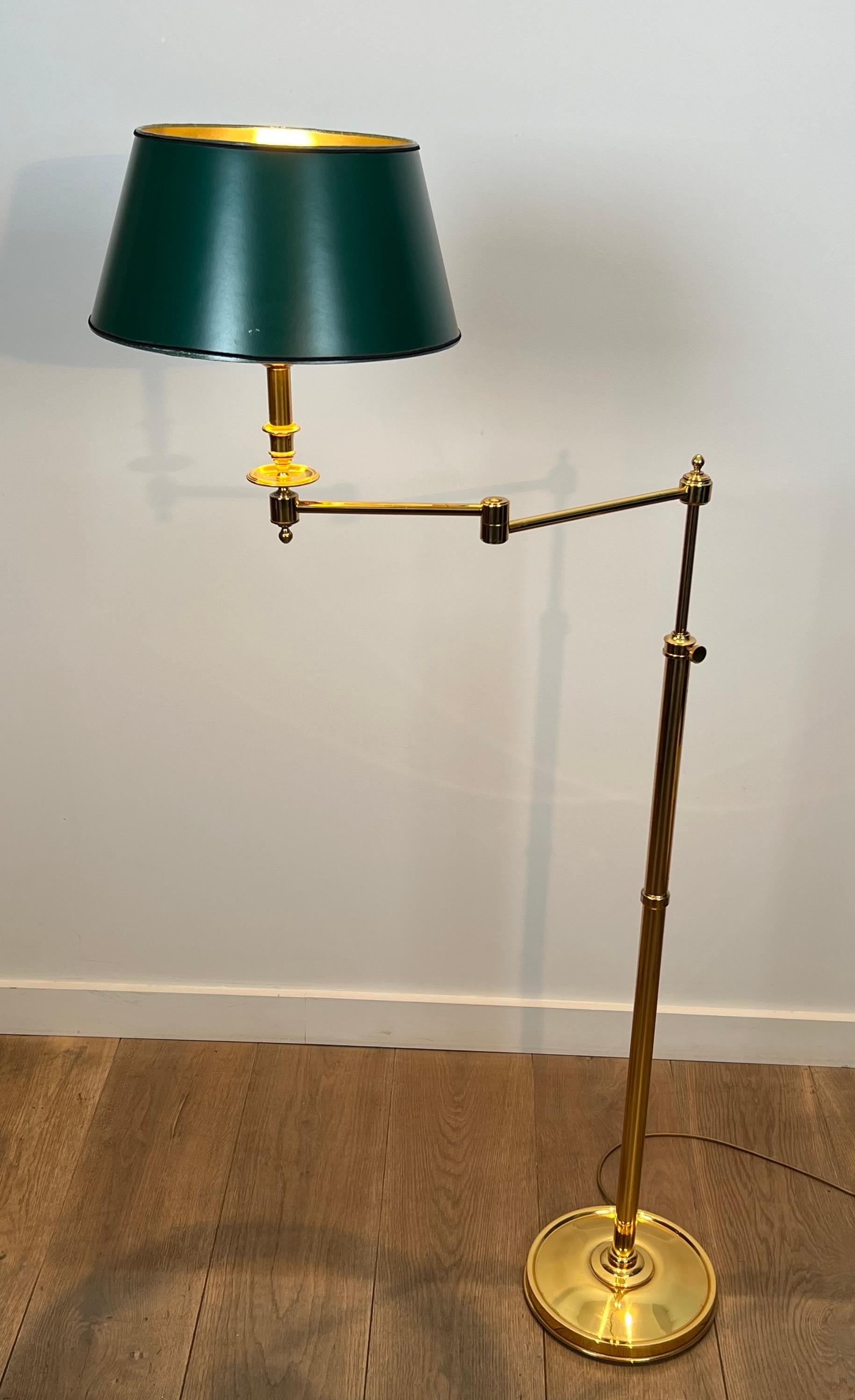 Set of 3 Reading Lamps with Removable Arms in Brass and Synthetic Green Painted For Sale 2