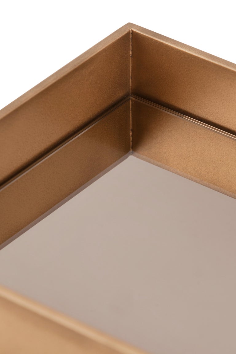 Set of 3 Rectangular Trays and Box, Bronze, Handmade in Portugal by