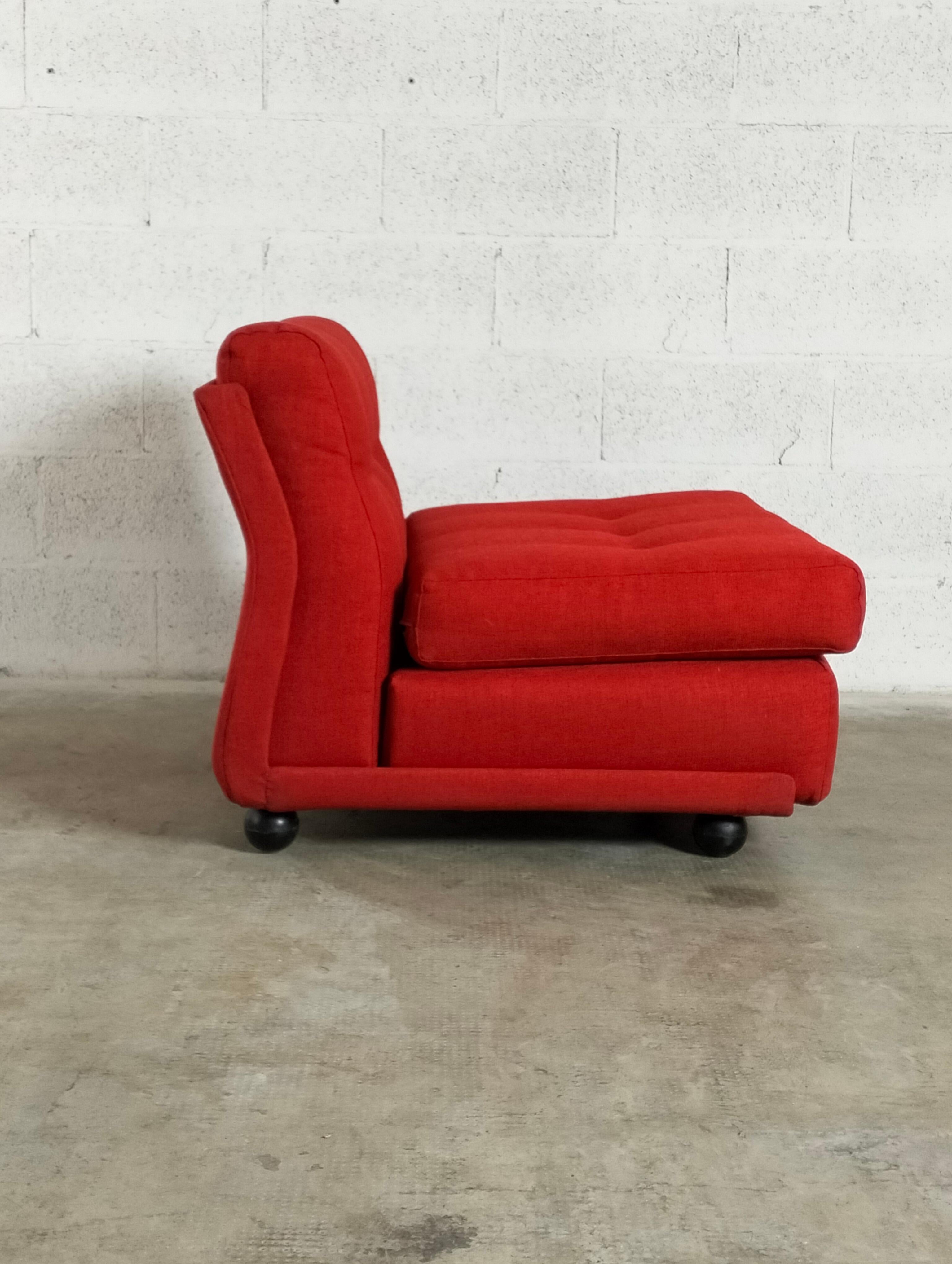 Fabric Set of 3 Red Amanta Lounge Chairs/Sofa by Mario Bellini for C&B Italia, 1970s For Sale