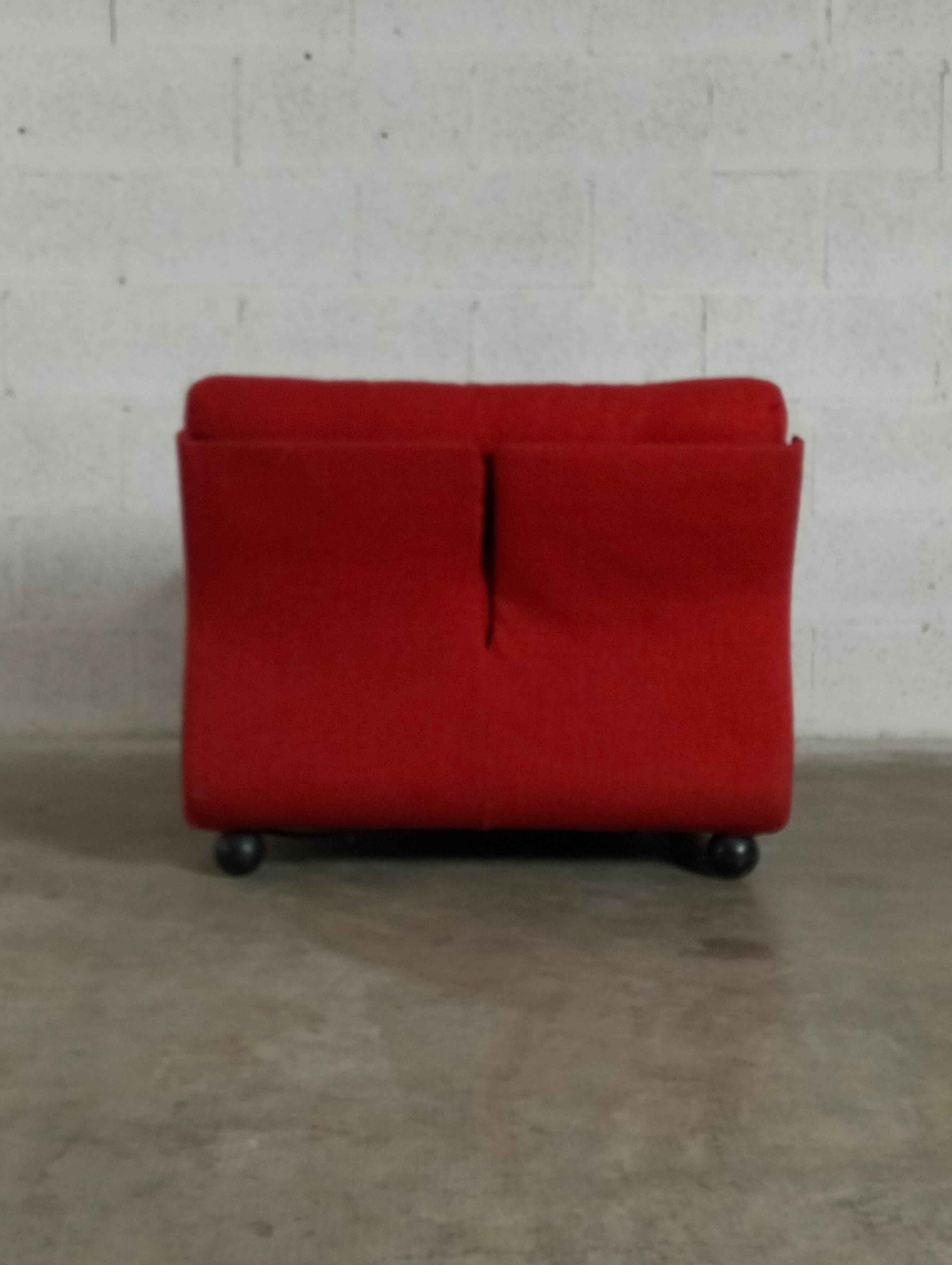 Set of 3 Red Amanta Lounge Chairs/Sofa by Mario Bellini for C&B Italia, 1970s For Sale 1