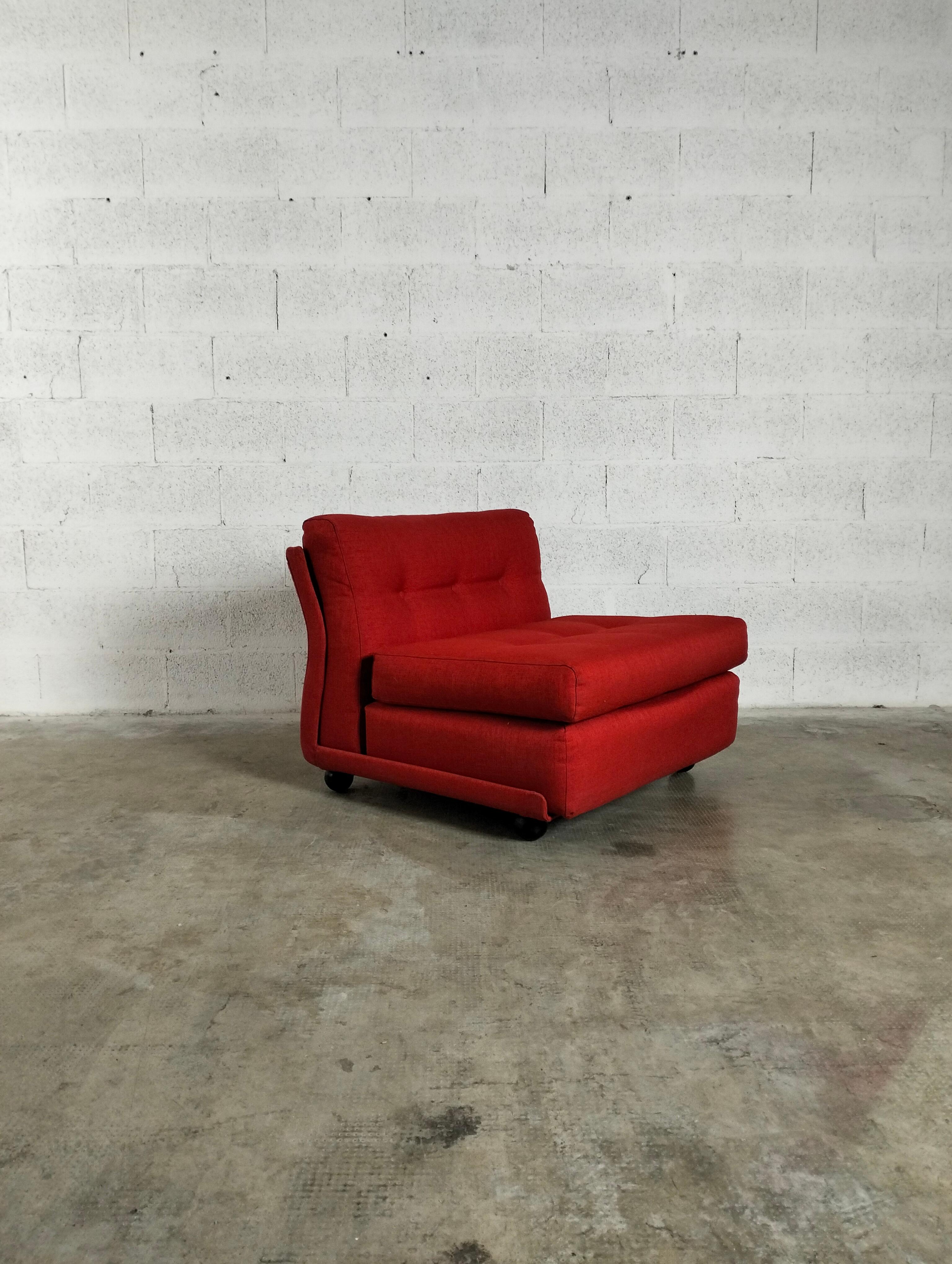 Mid-20th Century Set of 3 Red Amanta Lounge Chairs/Sofa by Mario Bellini for C&B Italia, 1970s For Sale