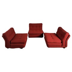 Set of 3 Red Amanta Lounge Chairs/Sofa by Mario Bellini for C&B Italia, 1970s
