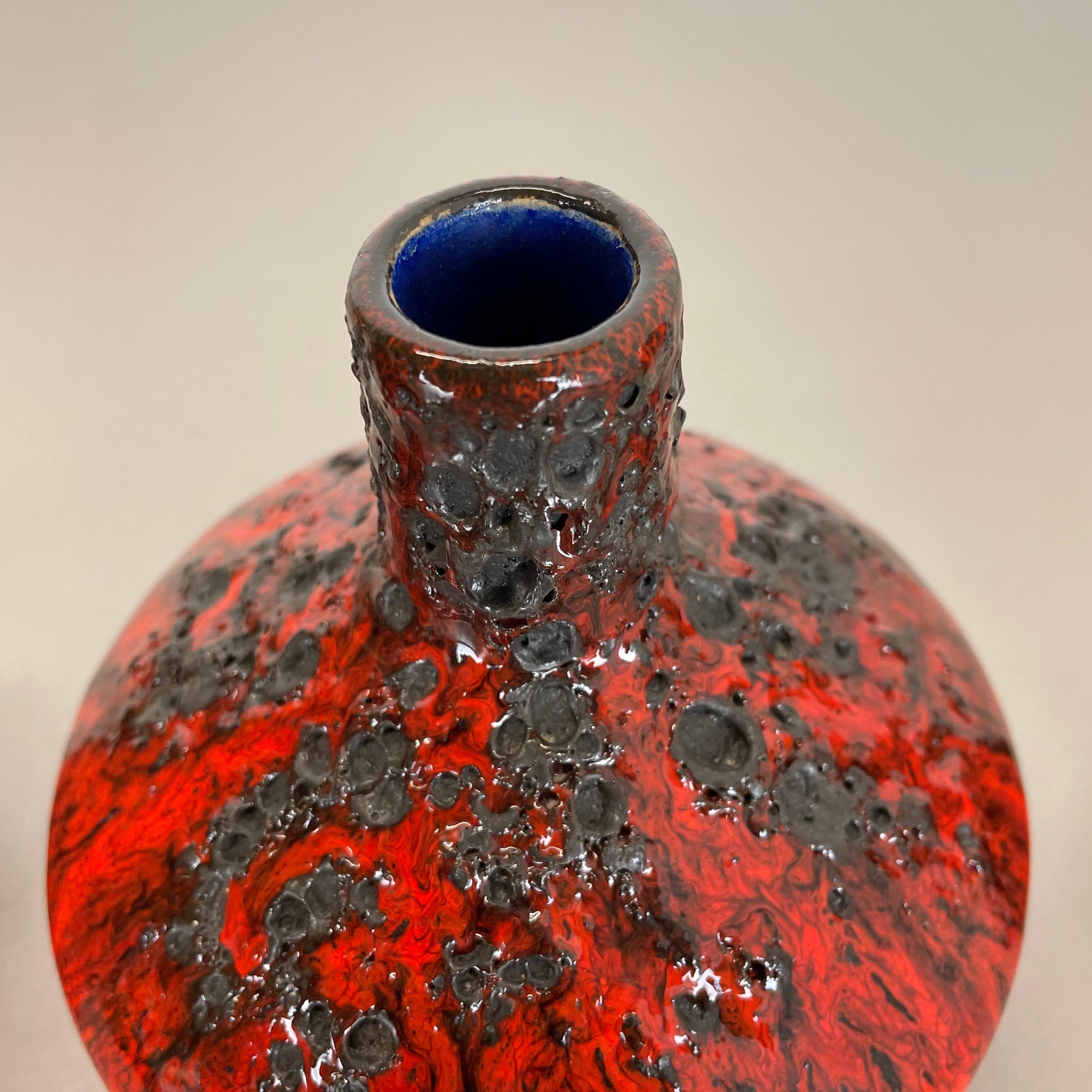 Set of 3 Red Black Ceramic Studio Pottery Vase Objects Otto Keramik Germany 1970 For Sale 8