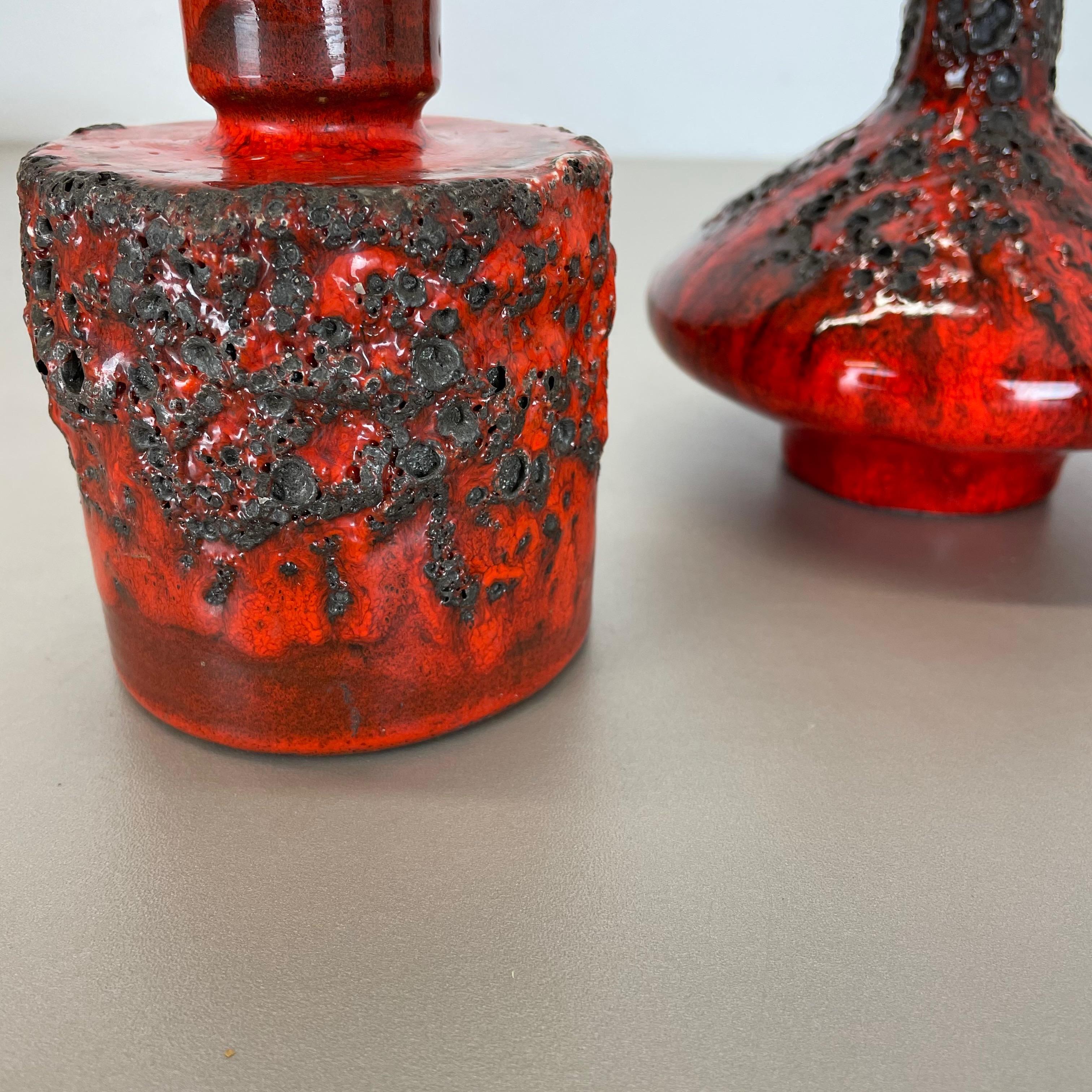 Set di 3 vasi in ceramica rossa e nera Studio Pottery Objects for Objects Otto Keramik Germania 1970 in vendita 11