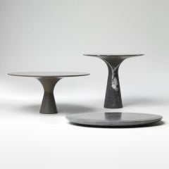 Set of 3 Refined Contemporary Marble Grafitte Cake Stands and Plate