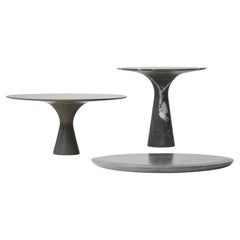 Set of 3 Refined Contemporary Marble Grafitte Cake Stands and Plate