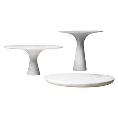 Set de 3 Soportes y Plato para Tartas Kynos de Mármol Contemporáneo Refinado