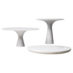 Set of 3 Refined Contemporary Marble Kynos Cake Stands and Plate