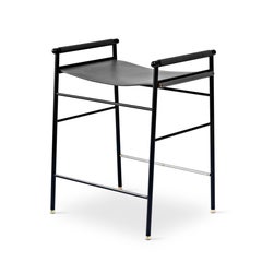 Set of 3 "Repose" Contemporary Counter Stool Black Saddle Black Rubbered Frame