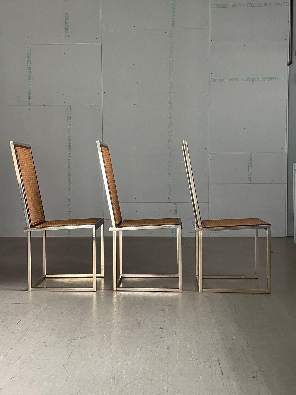 Set of 3 Romeo Rega high-backed dining chairs For Sale 3
