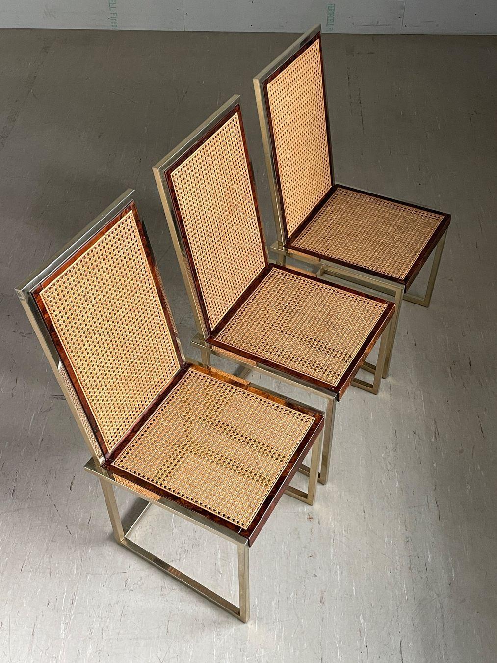 Metal Set of 3 Romeo Rega high-backed dining chairs For Sale