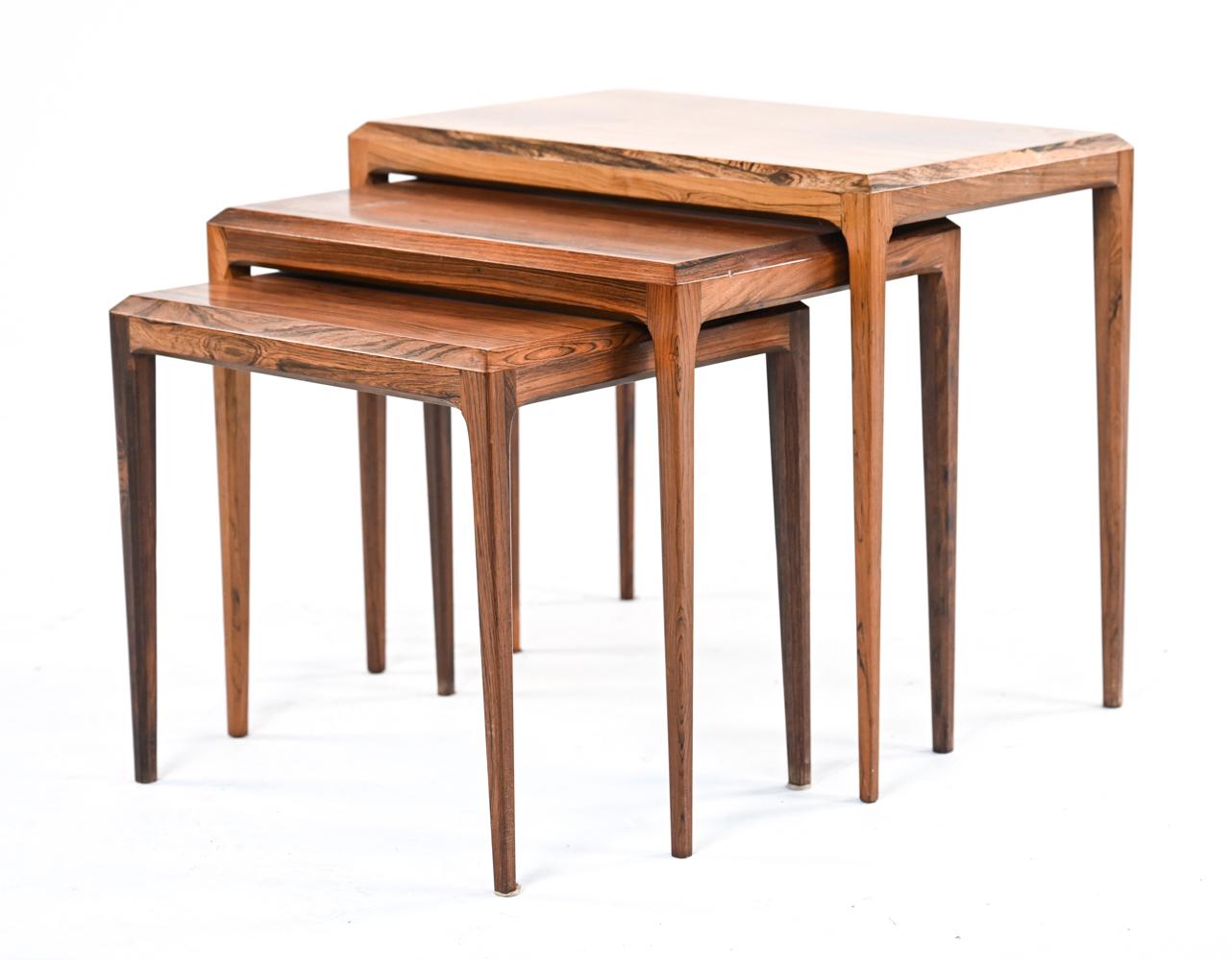 Set of 3 Rosewood Nesting Tables, Johannes Andersen for Silkeborg, c. 1960's For Sale 1
