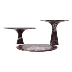 Set von 3 raffinierten zeitgenössischen Rosso Lepanto-Serviertellern aus Marmor