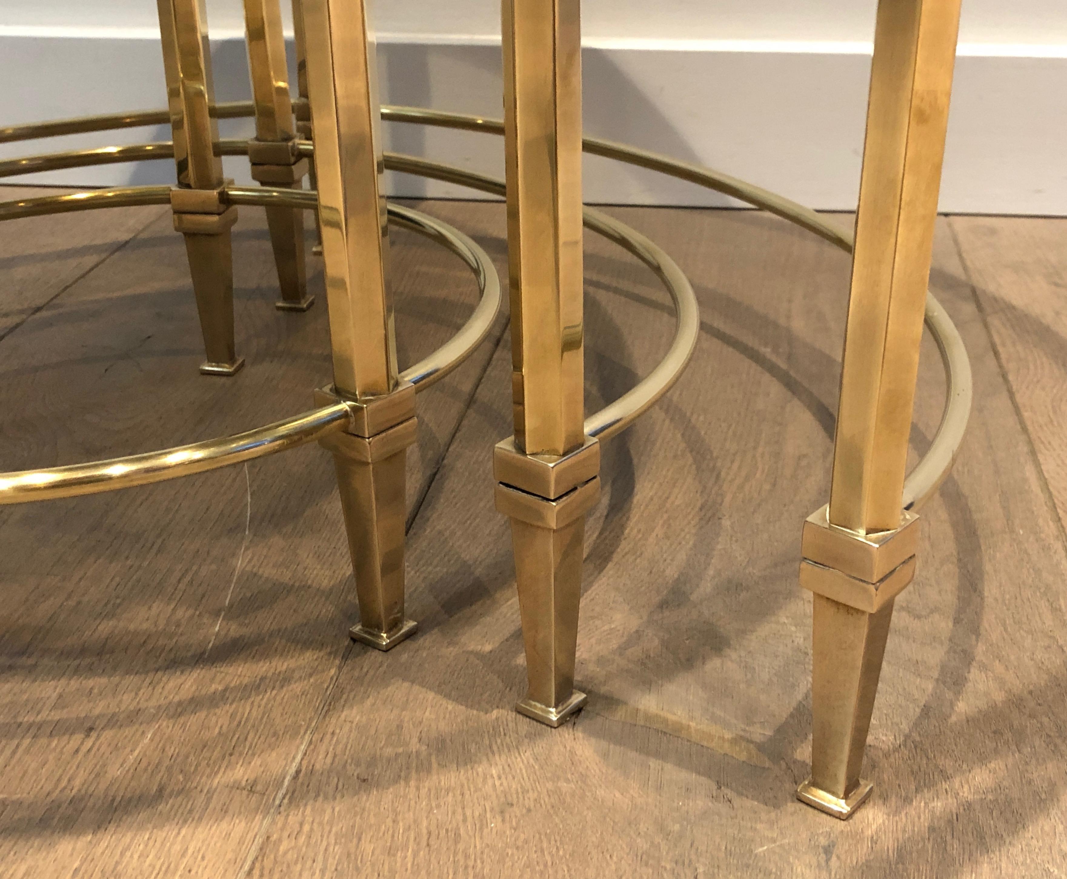 Set of 3 Round Brass Nesting Tables by Maison Ramsay For Sale 3