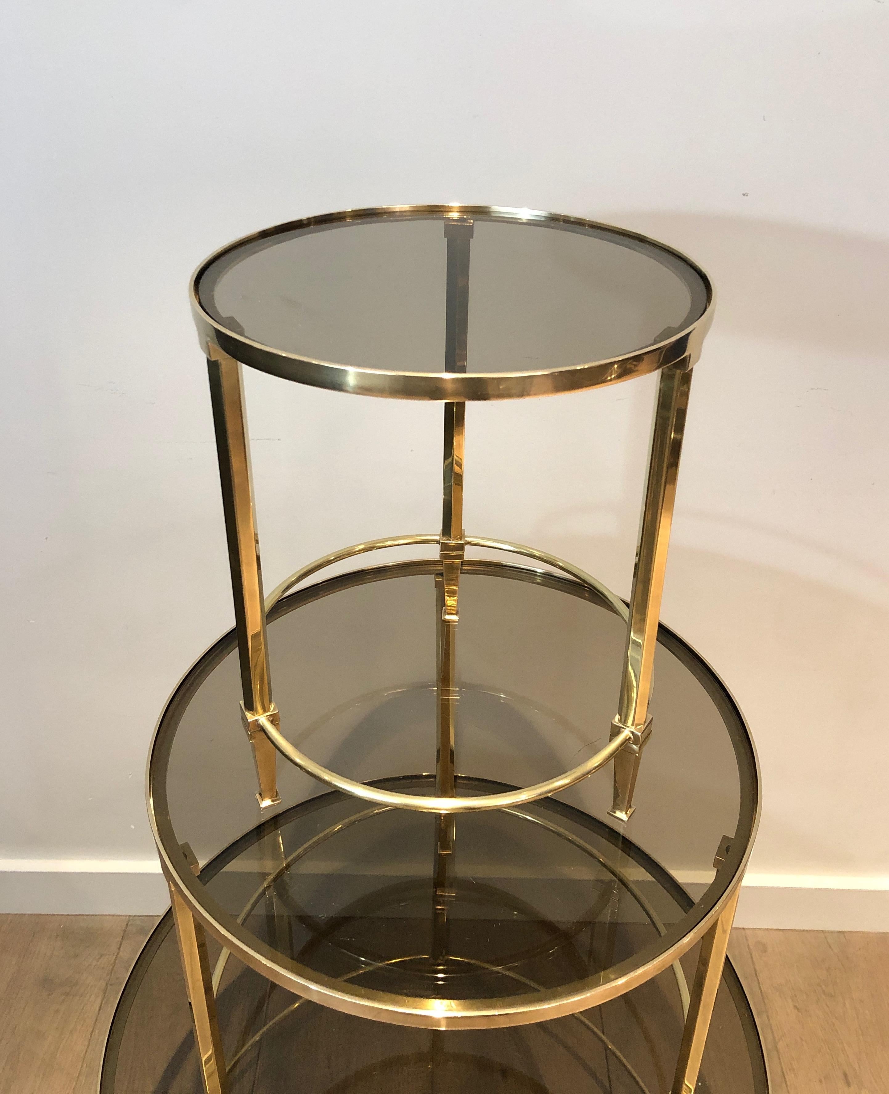 Set of 3 Round Brass Nesting Tables by Maison Ramsay For Sale 4