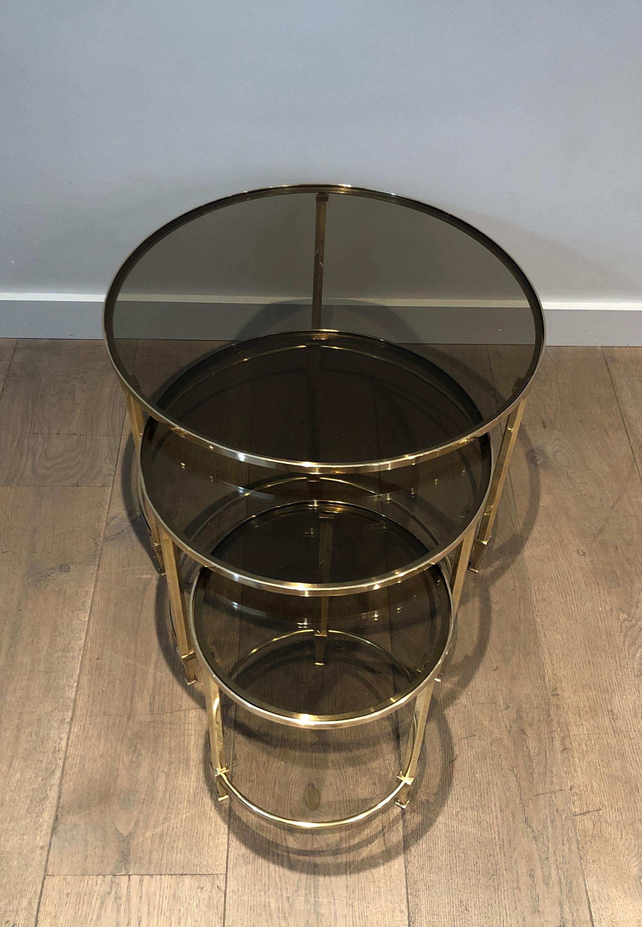 Set of 3 Round Brass Nesting Tables by Maison Ramsay For Sale 5