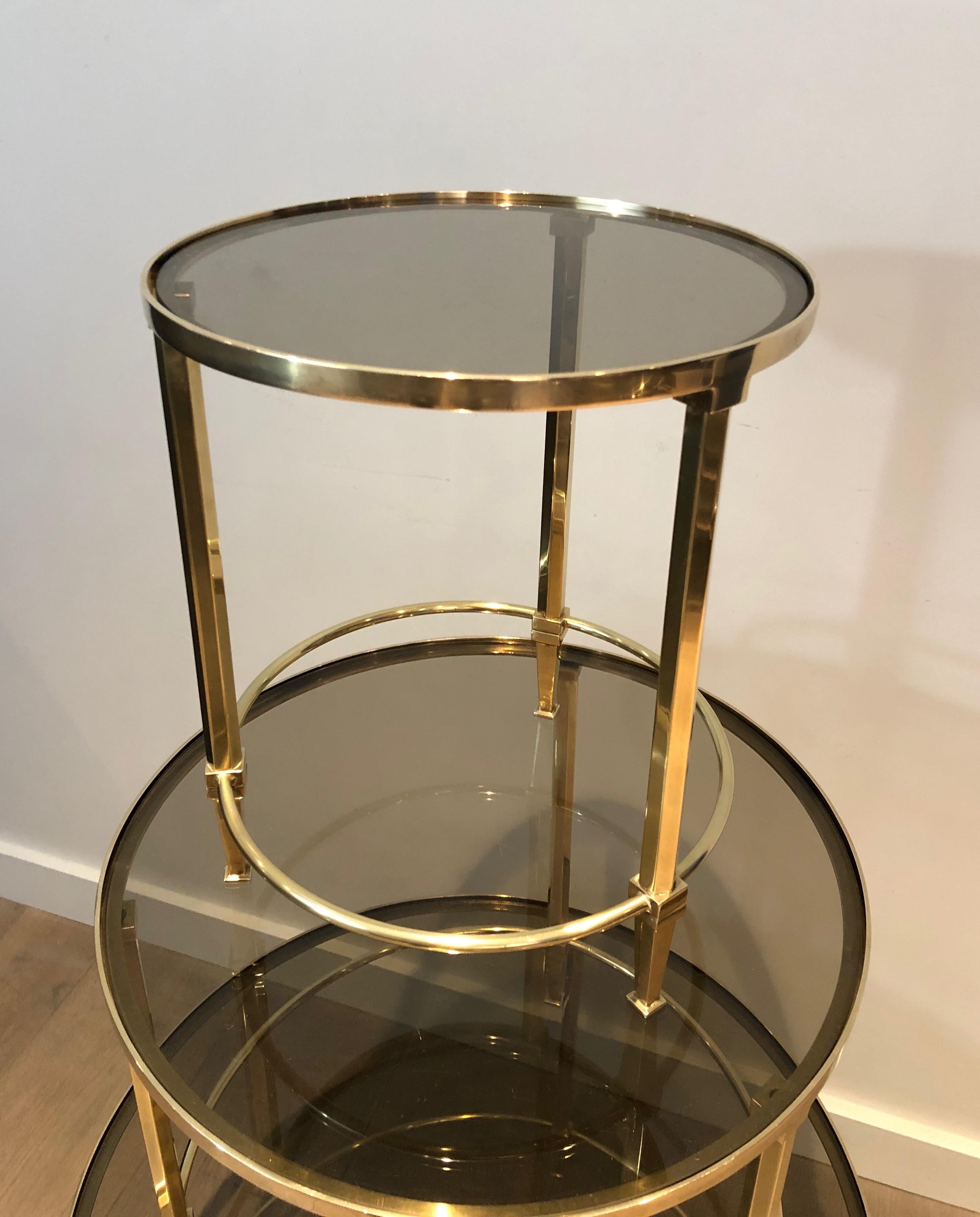 Set of 3 Round Brass Nesting Tables by Maison Ramsay For Sale 6