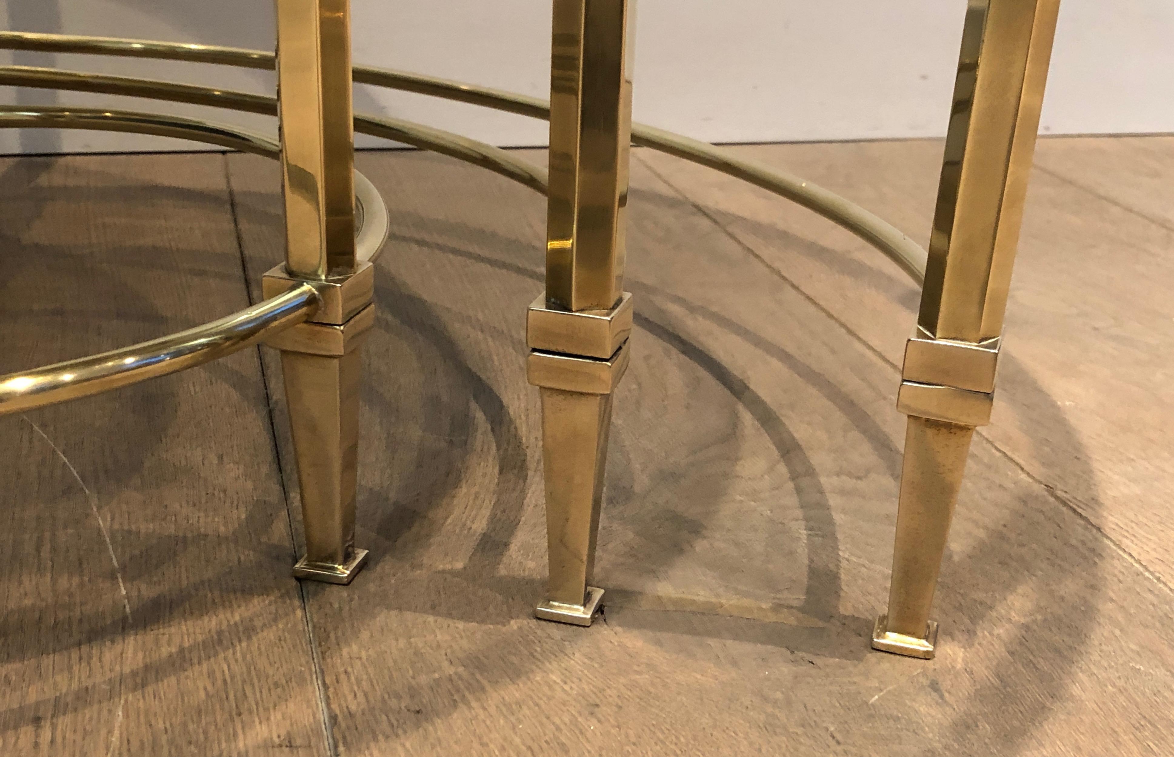 Set of 3 Round Brass Nesting Tables by Maison Ramsay For Sale 7