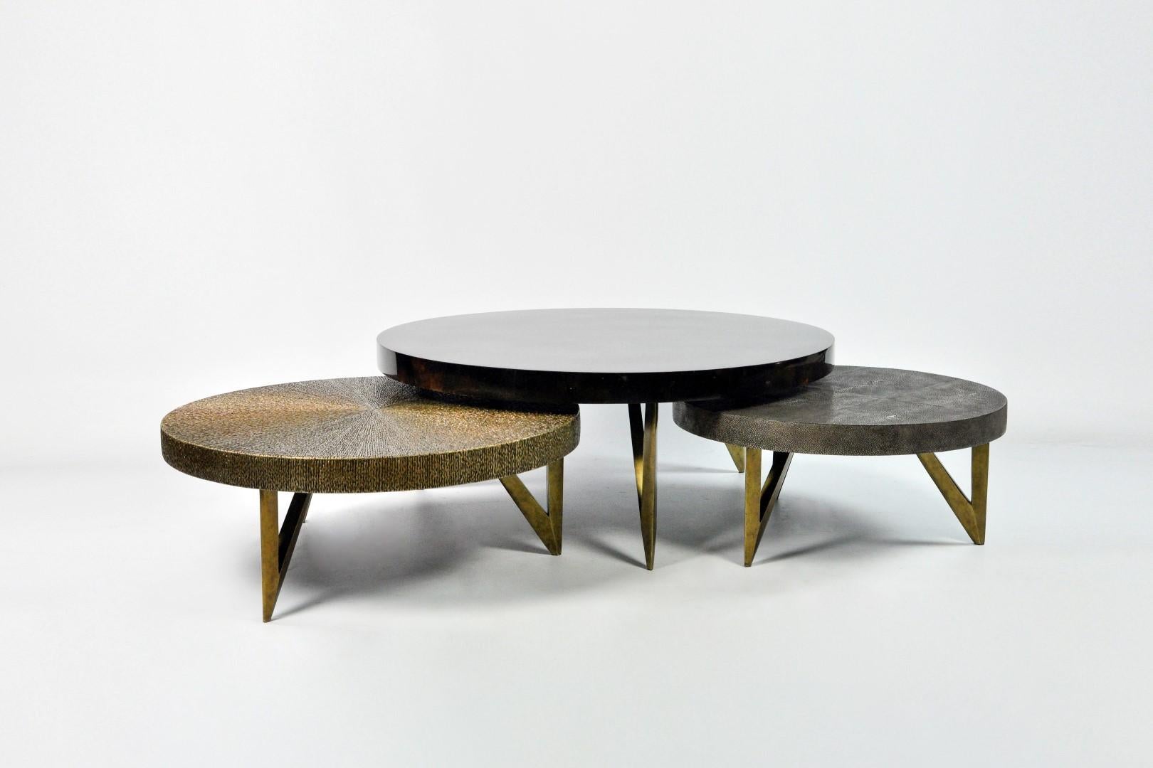 Modern Set of 3 Round Coffee Tables by Ginger Brown For Sale
