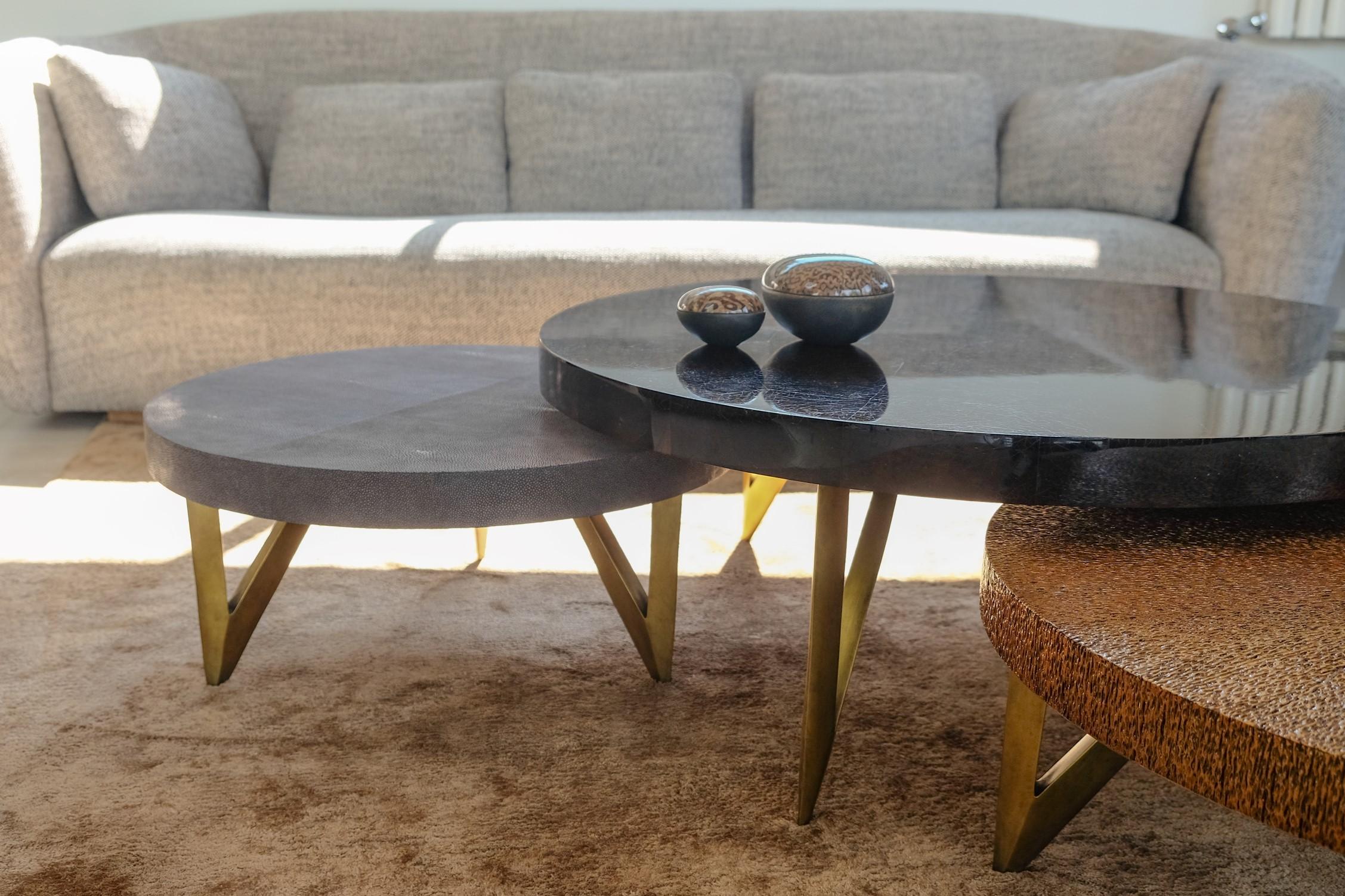 Hand-Crafted Set of 3 Round Coffee Tables by Ginger Brown For Sale