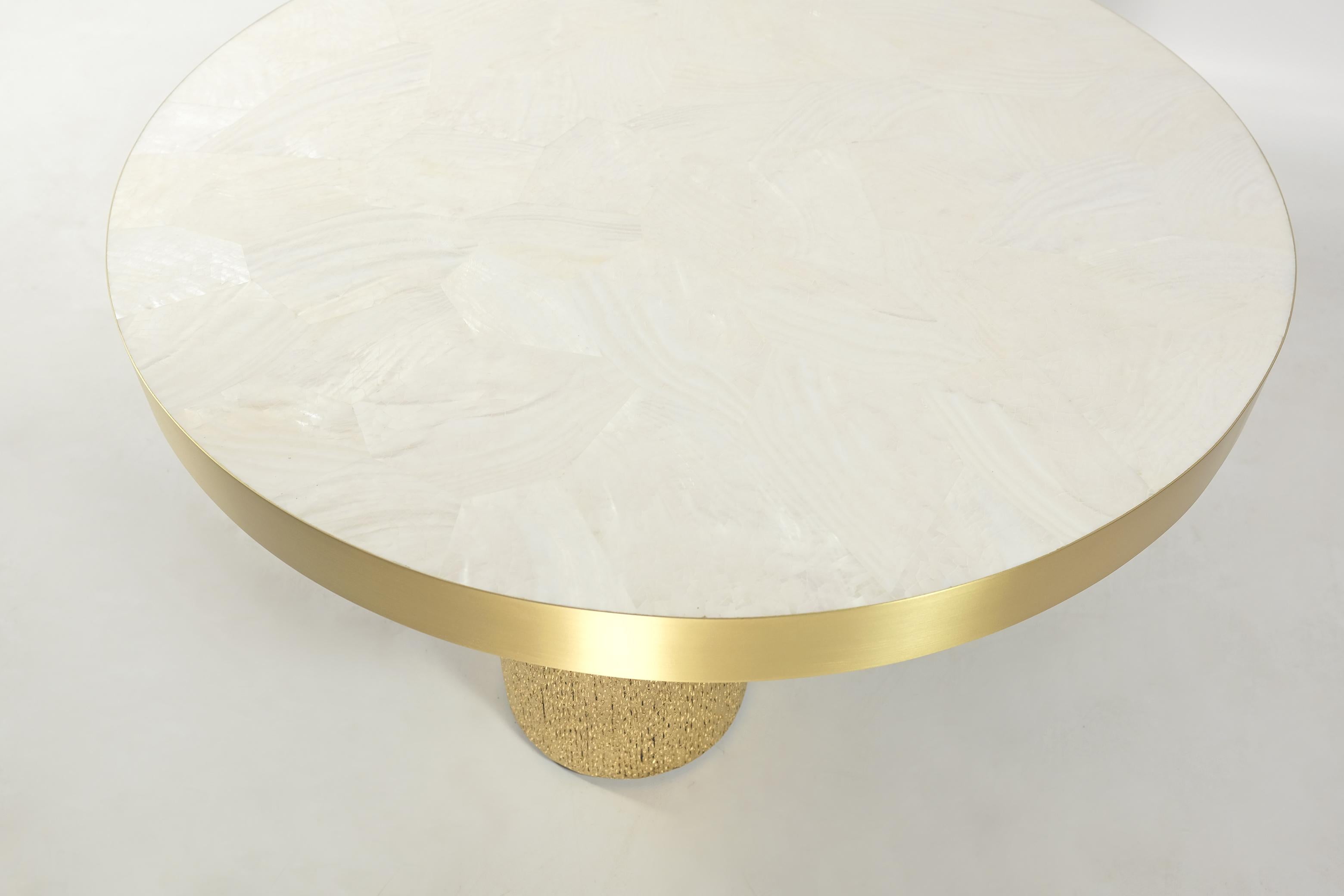 Brass Set of 3 Round Coffee Tables by Ginger Brown For Sale