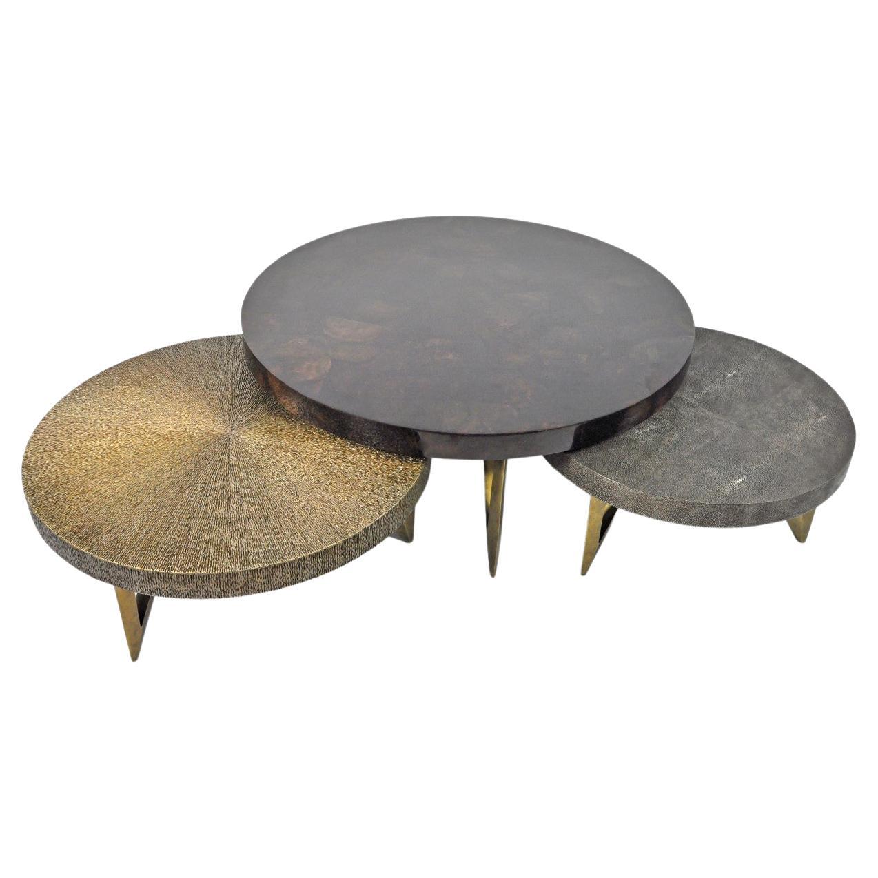 Set of 3 Round Coffee Tables by Ginger Brown For Sale