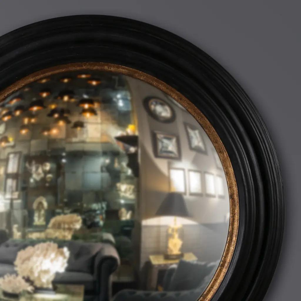 French Set of 3 Round Convex Witch Mirrors, 19th-Century Flemish Style For Sale