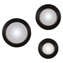 Set of 3 Round Convex Witch Mirrors, 19th-Century Flemish Style