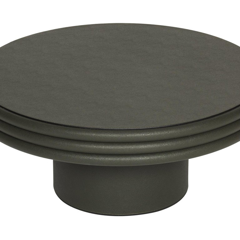 Modern Set of 3 Round Leather Coffee Tables Scala by Stephane Parmentier for Giobagnara For Sale