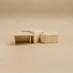 Set Of 3 Rumi Natural Stone Cocktail Tables by Lusano